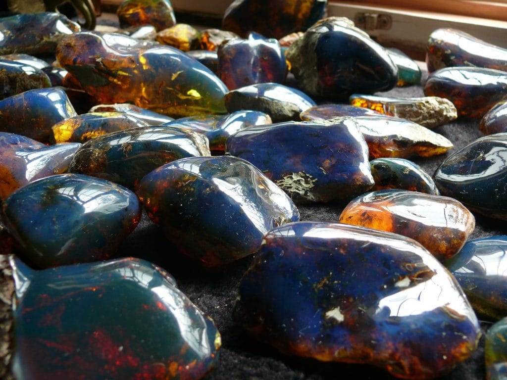 Blue amber with window
