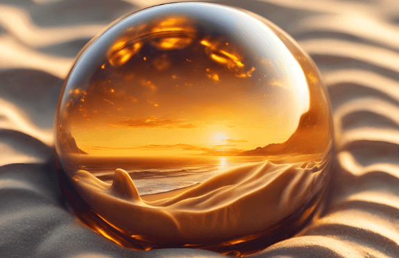 amber in sand